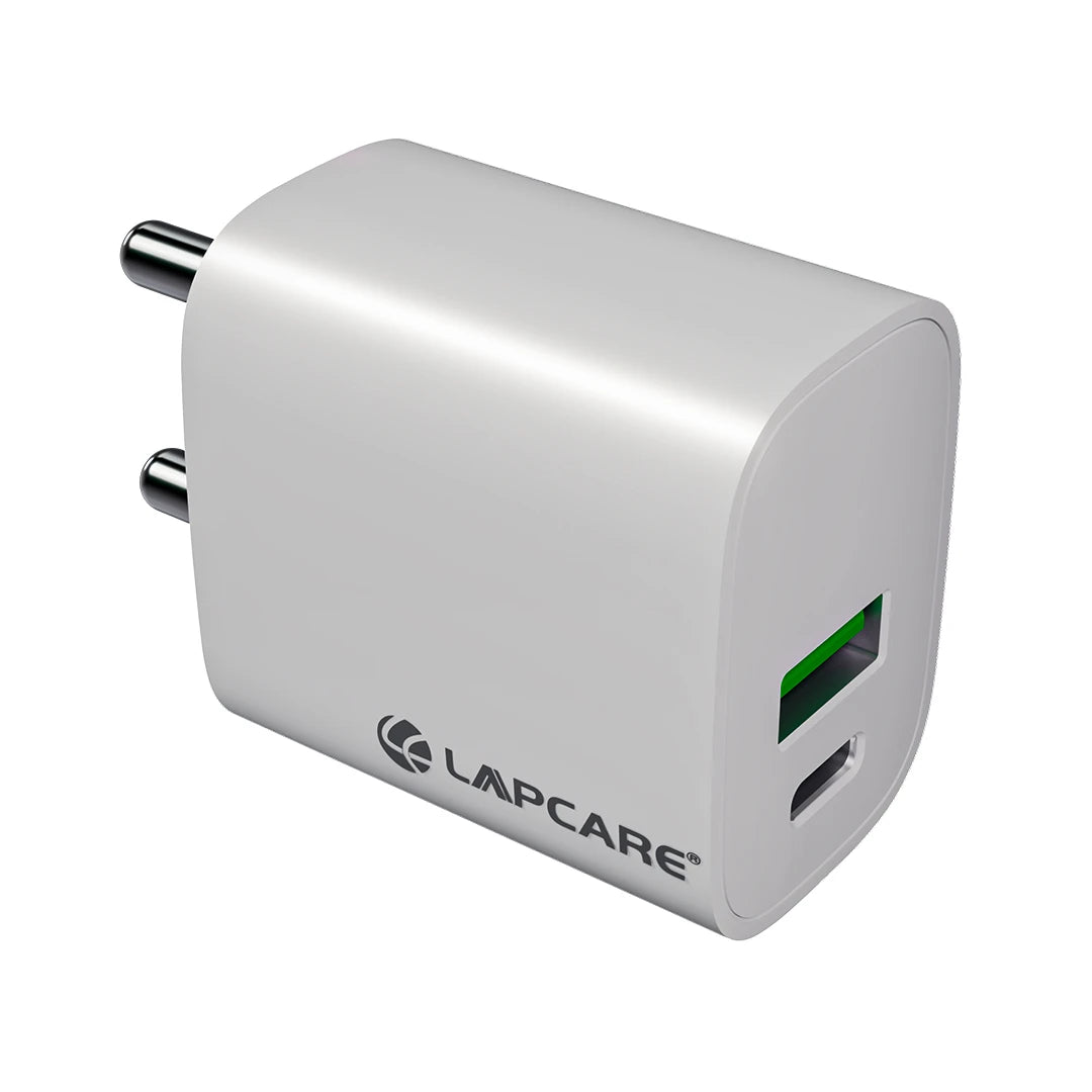 Thursty 20W Super Fast Wall Charger With Dual Port (Type C + USB) Travel Friendly