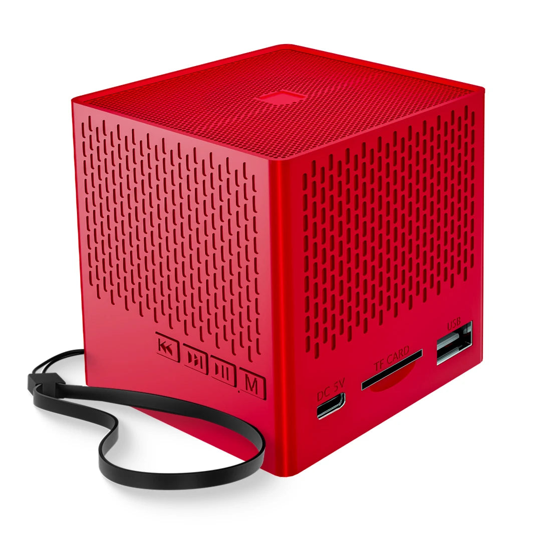 Kube 5W Portable BT 5.3V Speaker With In-Built Mic- Red (LBS-702)