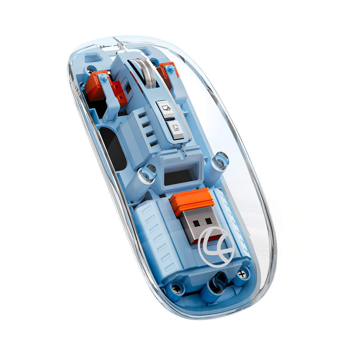 Trendy Plus 2.4G & Dual BT(v3.0 & v5.2) Wireless Mouse With Desktop Lock Key- Blue (LWM-801)