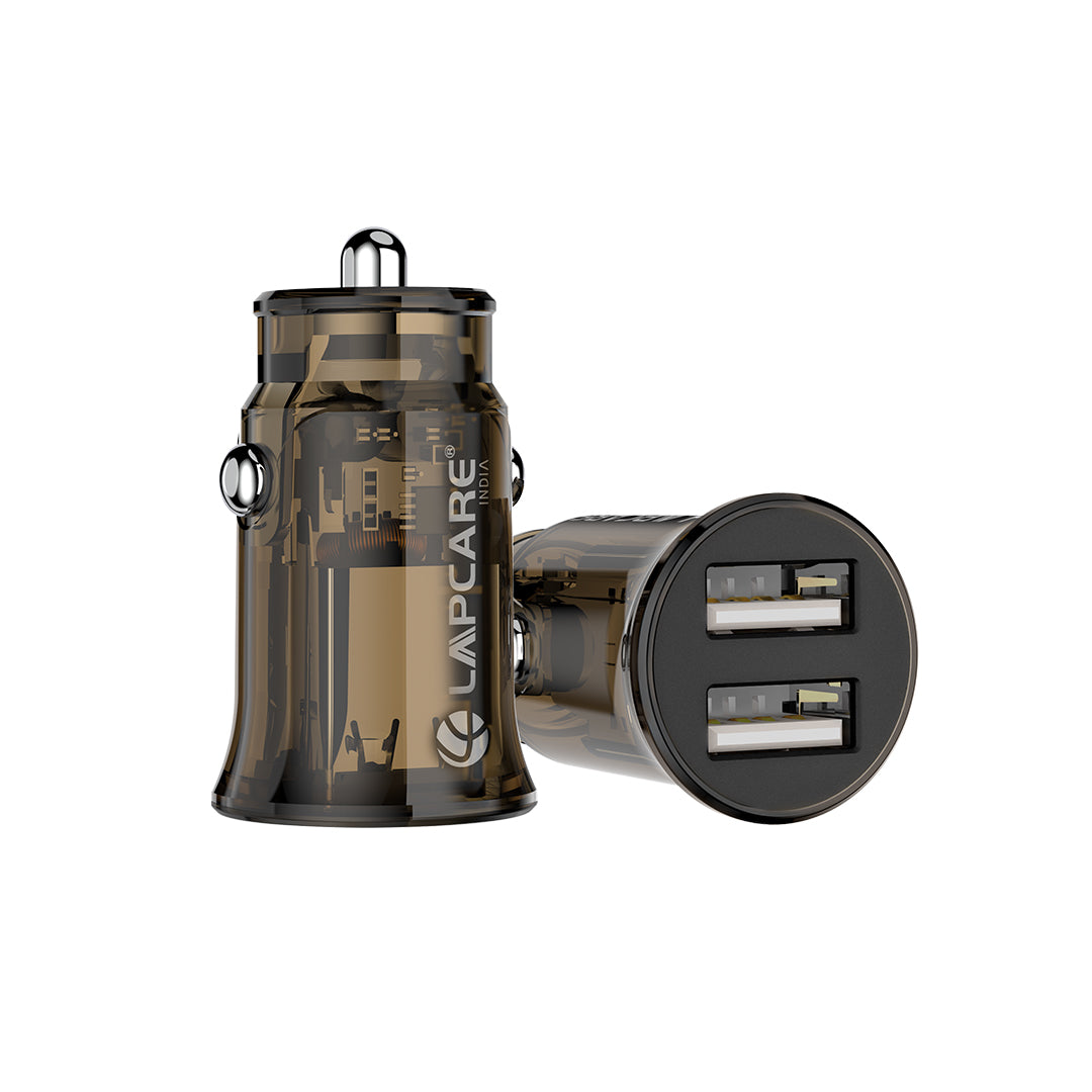 CARGE 15 Transparent 15W Car Charger, Dual USB Ports, Compact Design ( LCC-711)