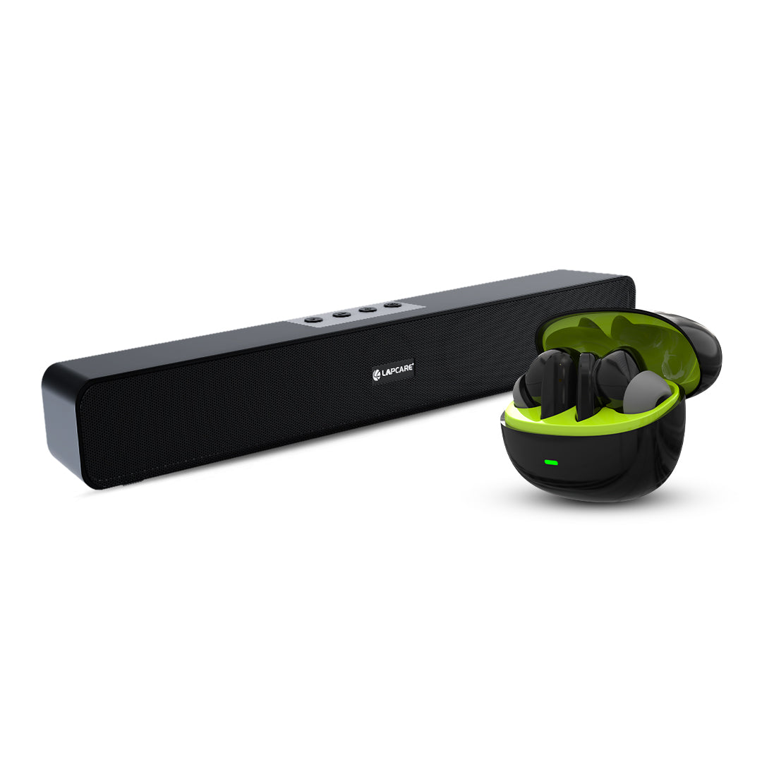 Twinbuds 6 Wireless Earbuds & Musi Bar 7 BT Soundbar Combo (Black Buds)