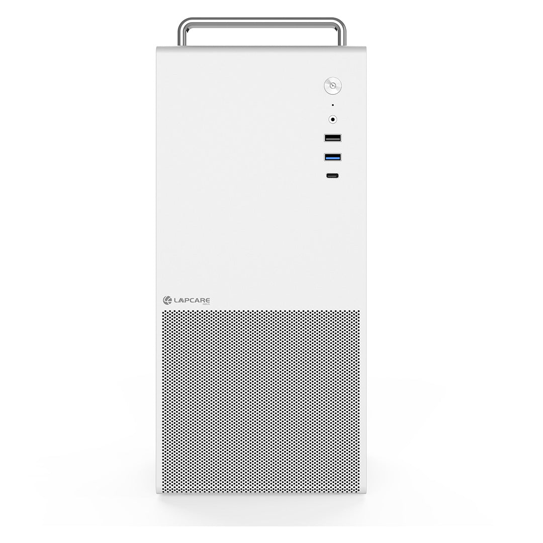 Computer Case with SMPS Aura | Micro ATX/ITX Support | Textured Front Panel- White (LOX-235)