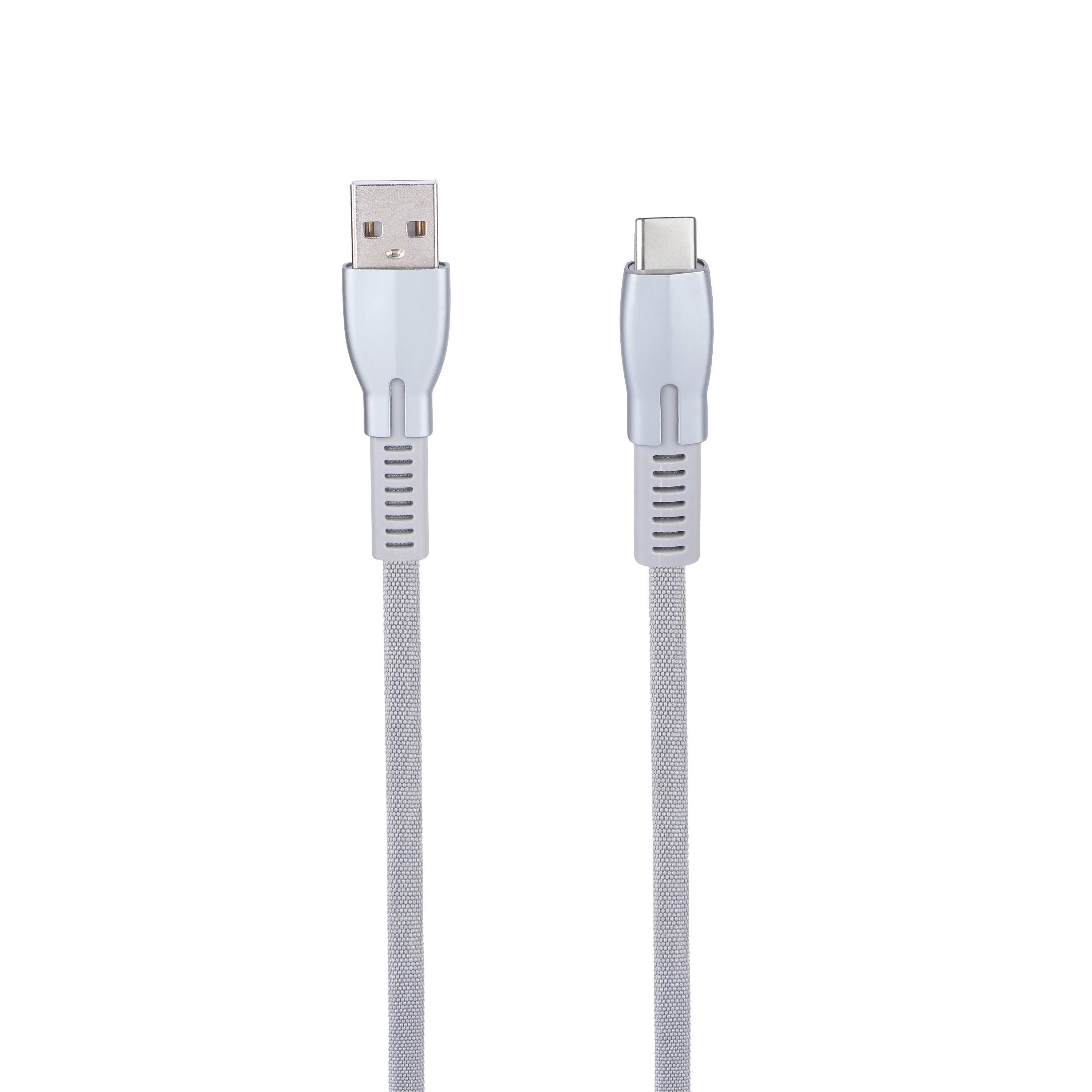 Hook Flat USB A to Type-C Braided Cable with Zinc Alloy Shell Grey (LTC-711)