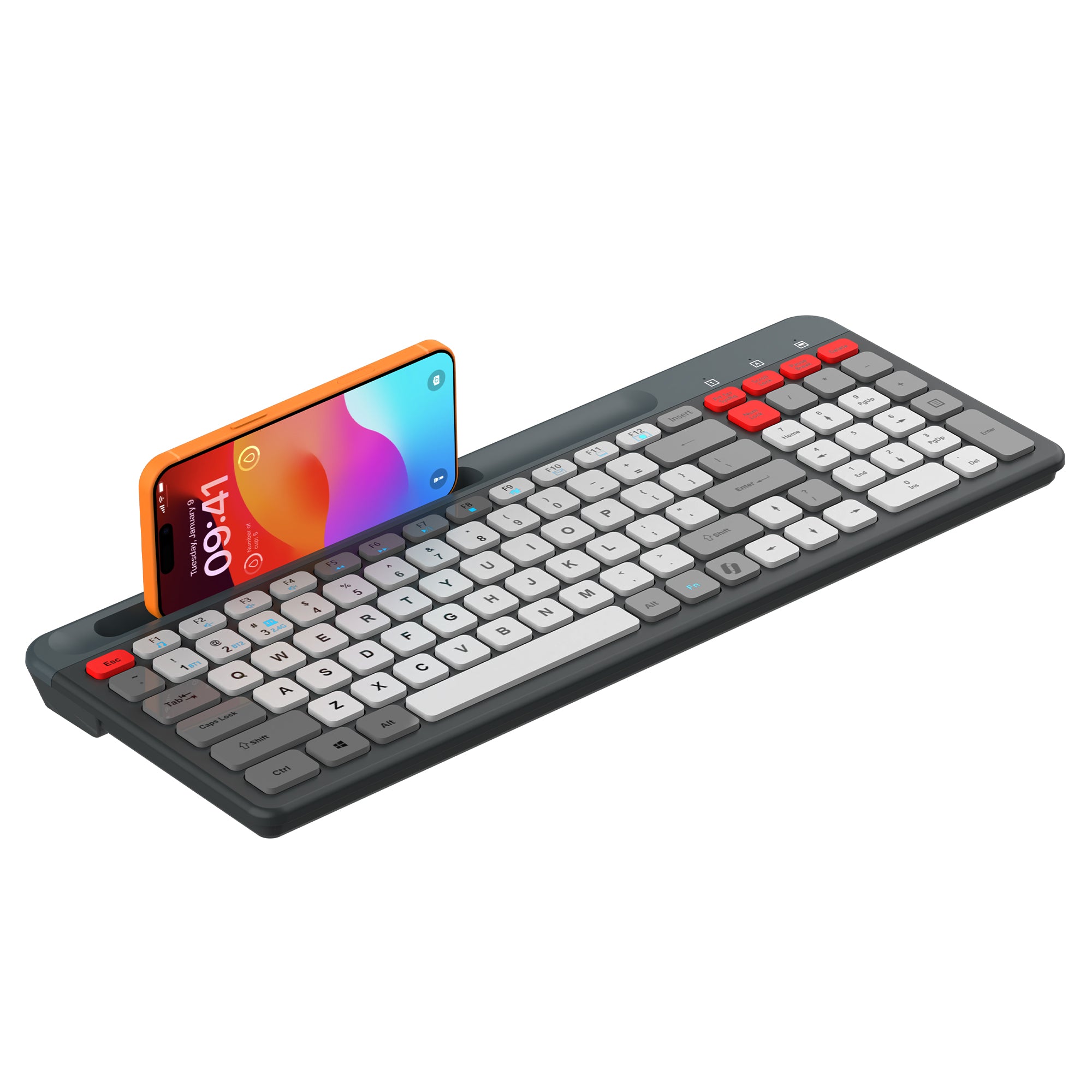 Readmii 2.4GHz Wireless & Bluetooth 5.1 Rechargeable Keyboard with AI Assistant Key- Multicolor (LWK-819)