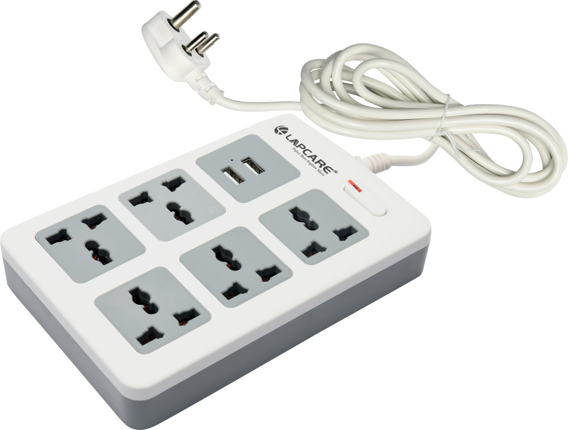 5 Socket Power Extension + 2 USB