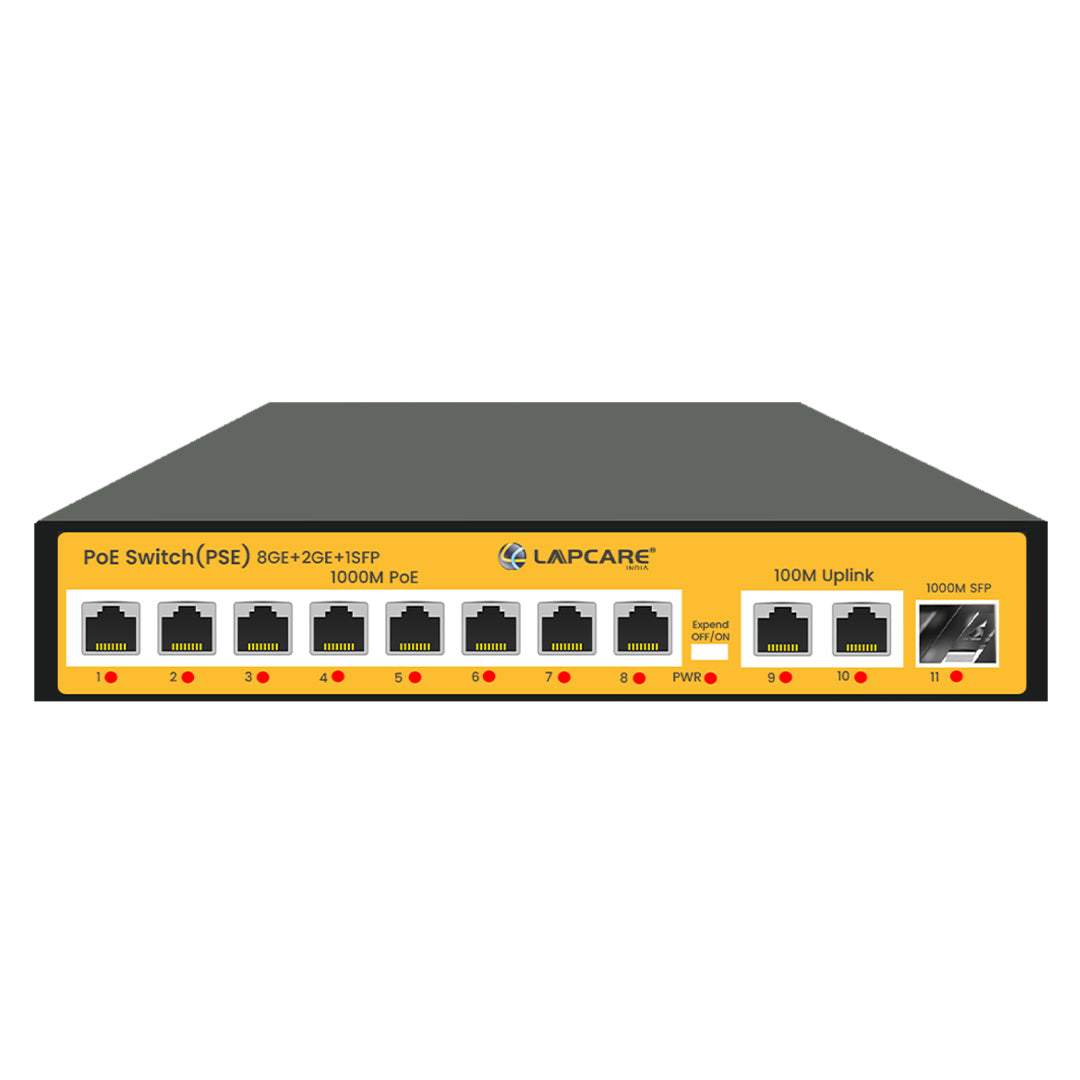 LAPLINK 8+2+1 PoE Gigabit Switch | 150W | SFP | 6KV Surge Protection
