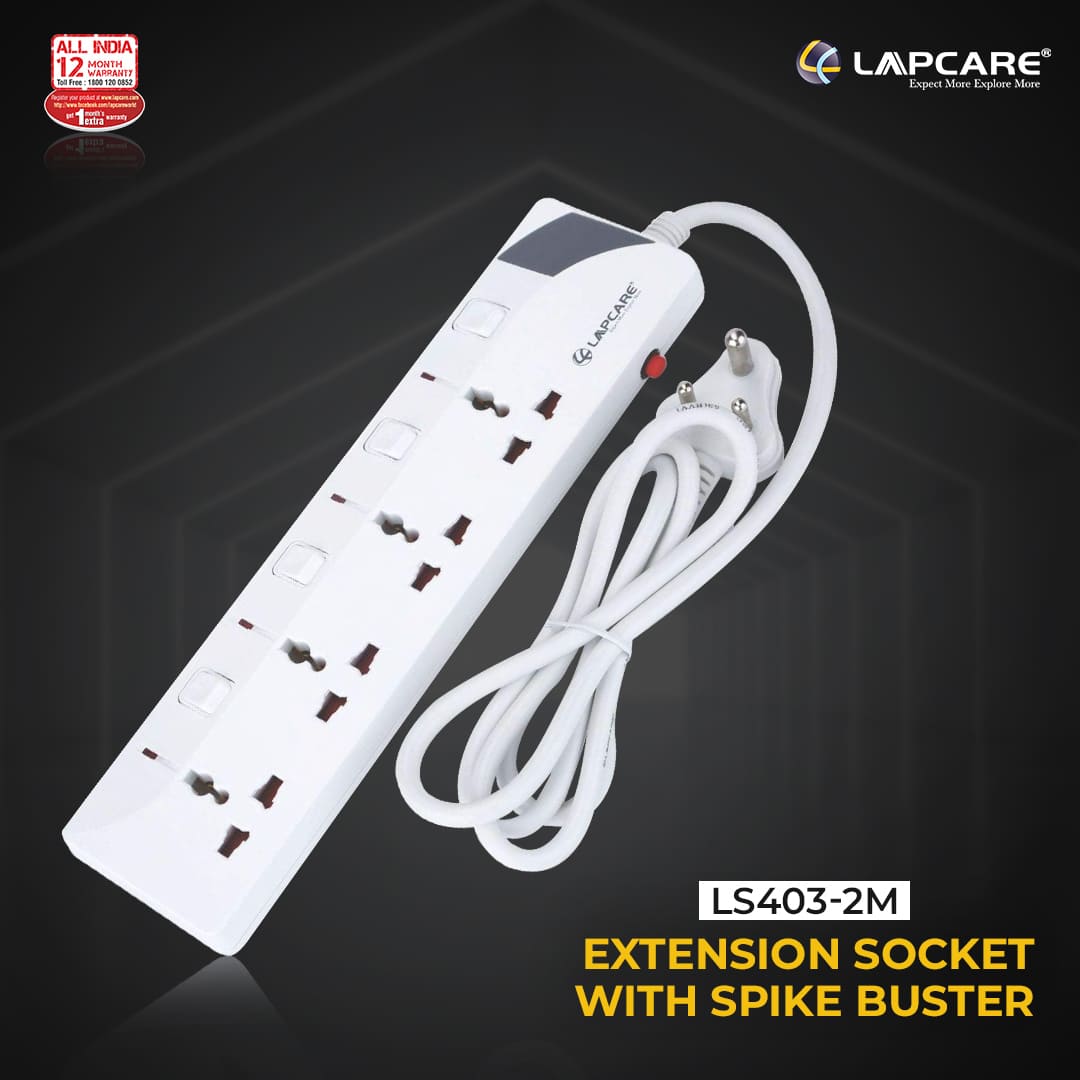 4 way extension socket with spike buster 2Mtr cable (LS- 403)