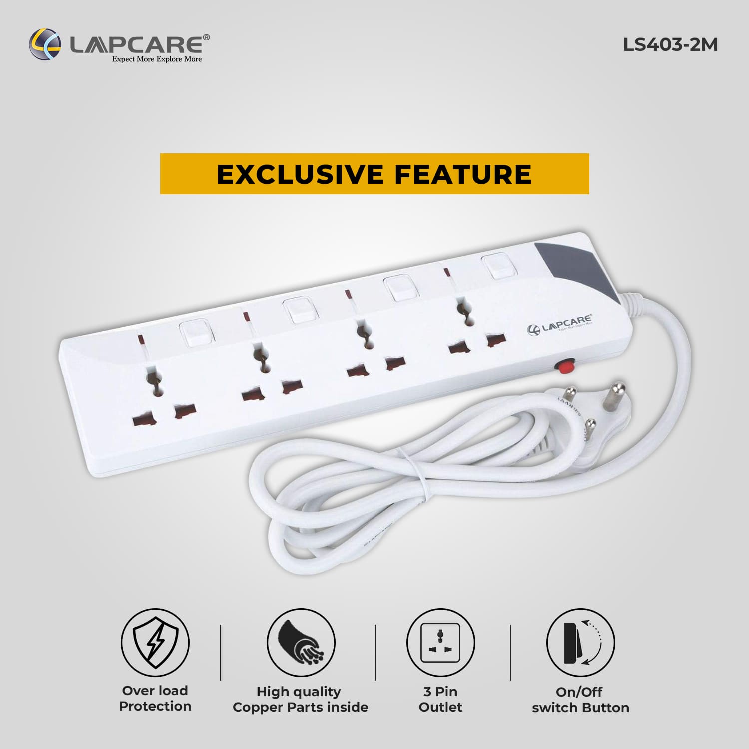 4 way extension socket with spike buster 2Mtr cable (LS- 403)