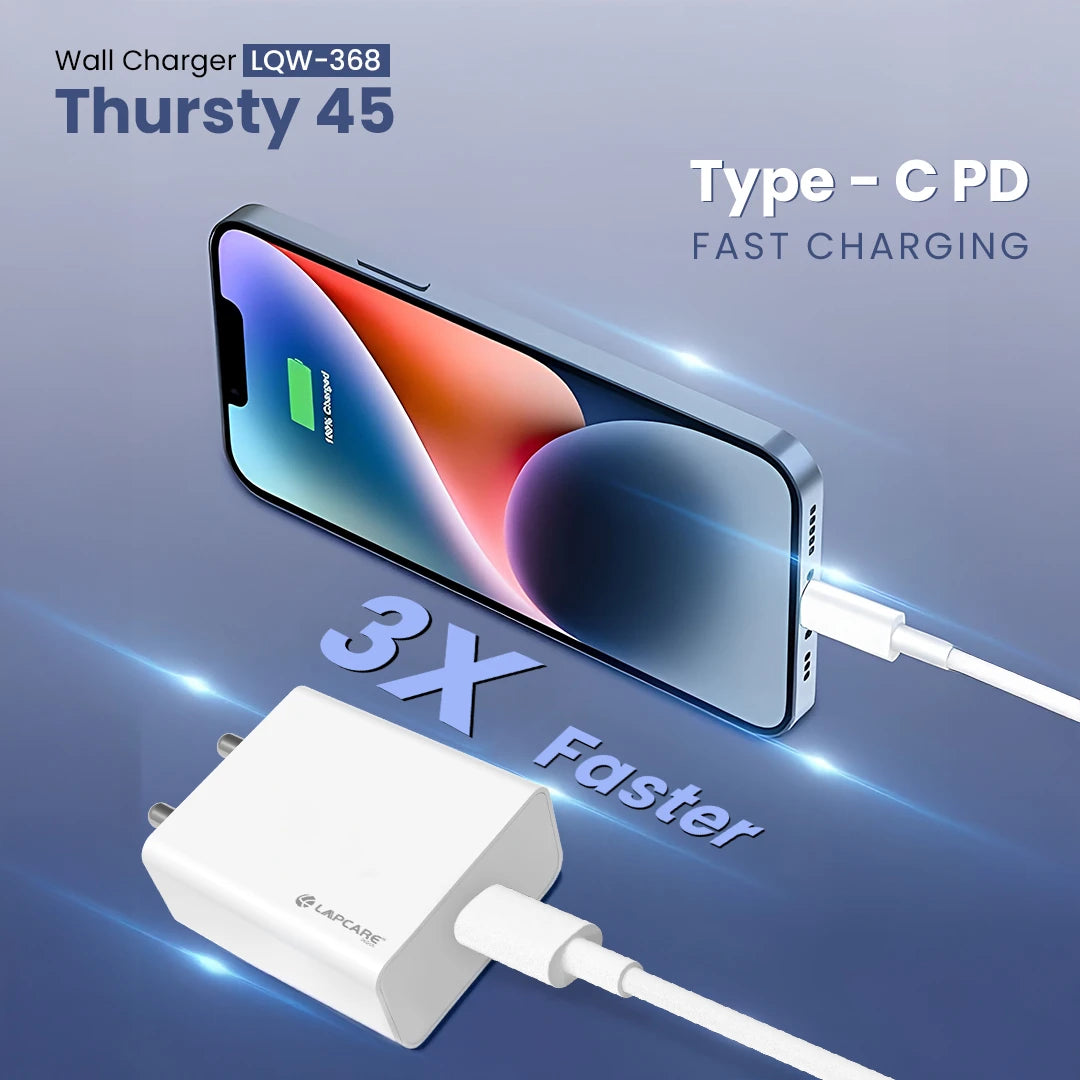 Thursty 45 PD/SFC 45W Wall Charger with C to C cable (LQW-368)