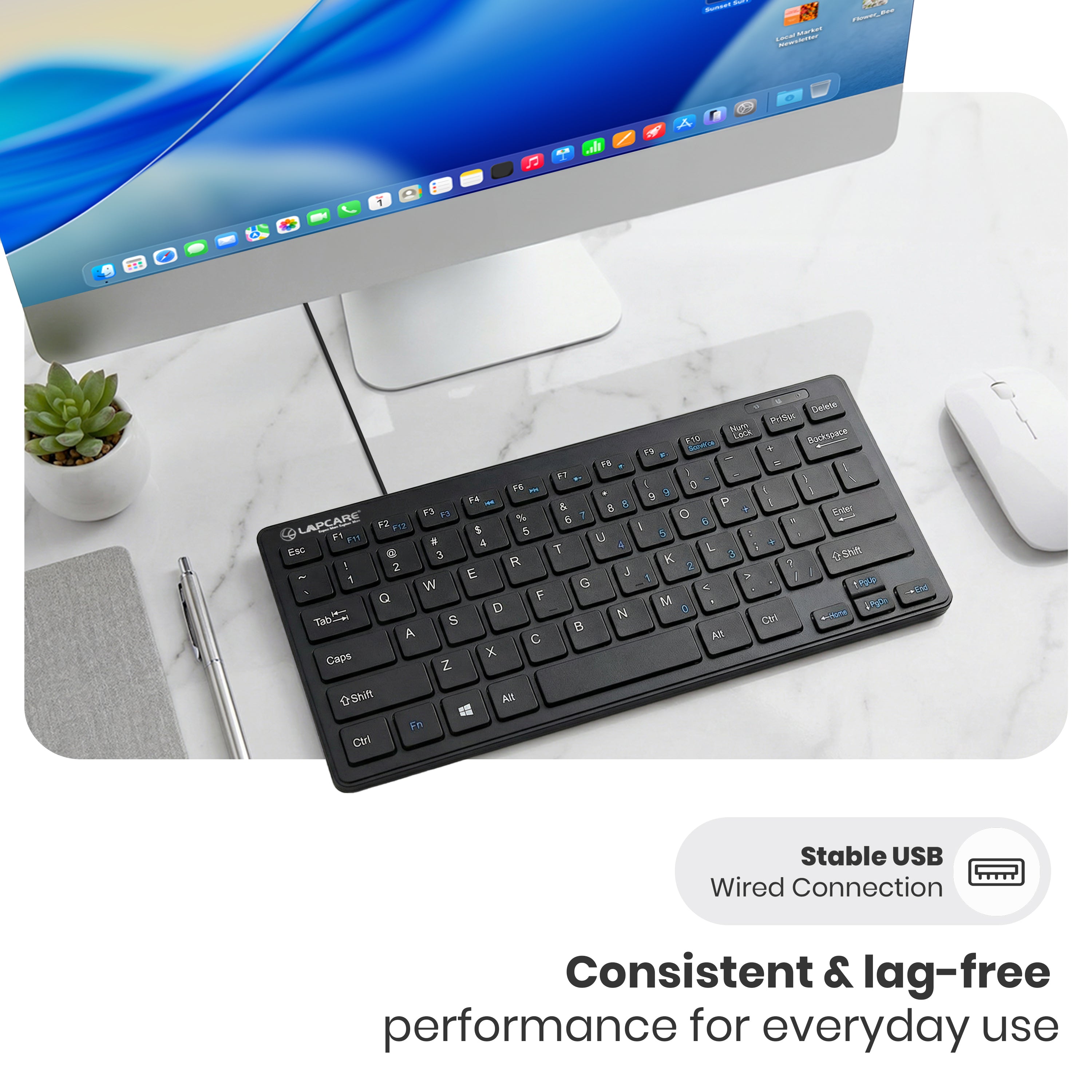 D-Lite - Black 87 Key Mini Multimedia Wired Keyboard