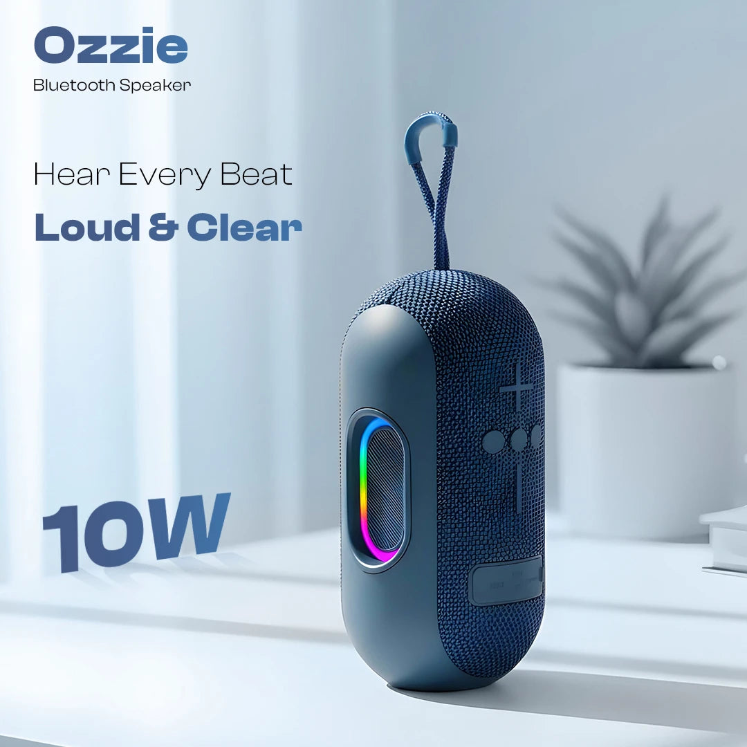 Ozzie 10W Bluetooth Speaker with RGB Light & TWS Stereo Sound- Blue (LBS-102)
