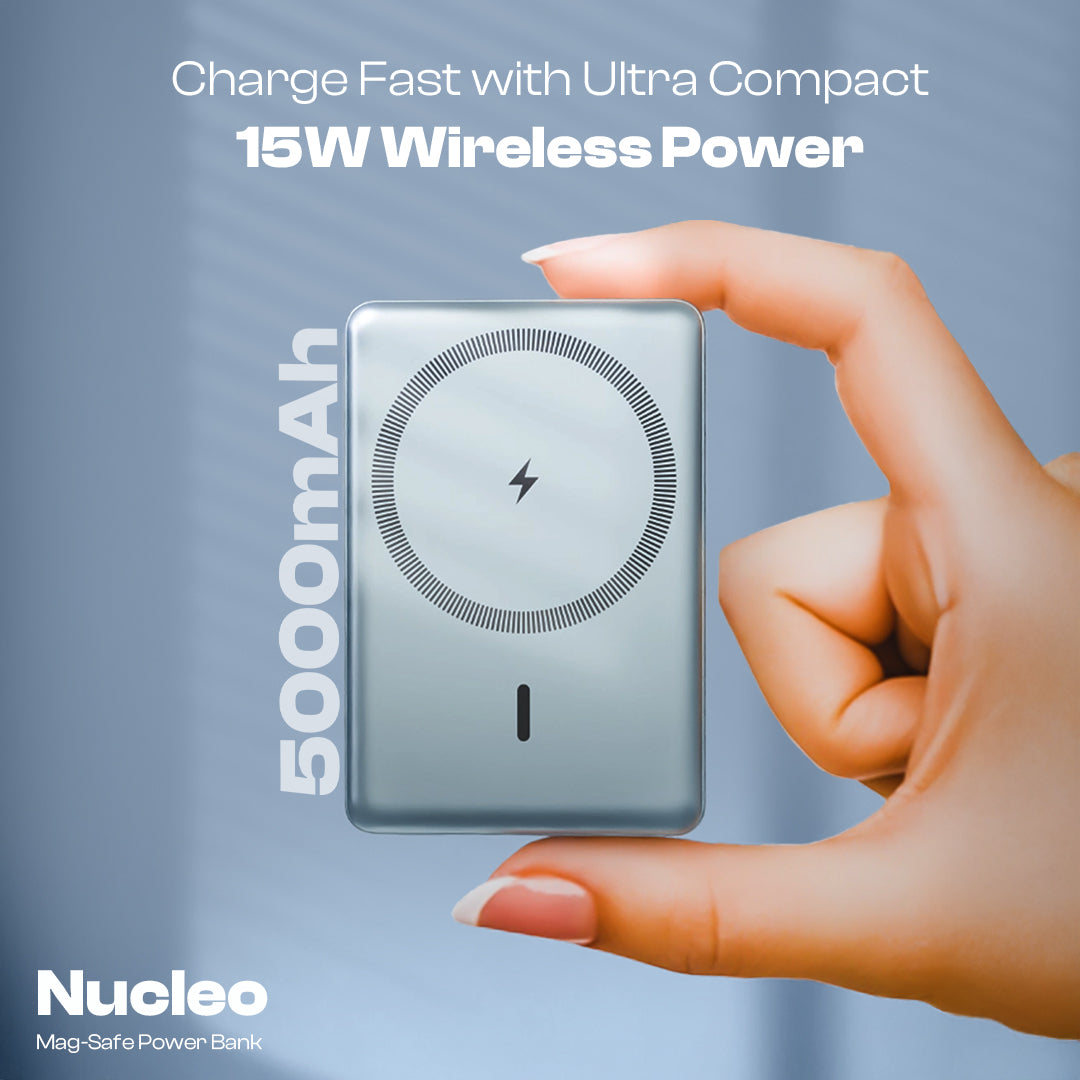 NUCLEO 5000mAh Ultra Slim Compact Power Bank | 15W Mag-Safe Wireless Charging (LOX-159)