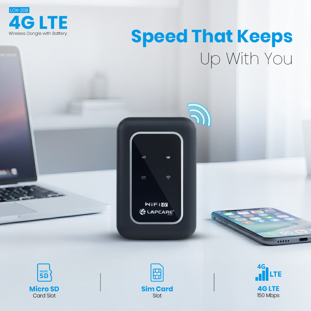 4G LTE Wi-Fi Dongle | 3000mAh Battery | Connect up to 10 devices ( LOX-208)