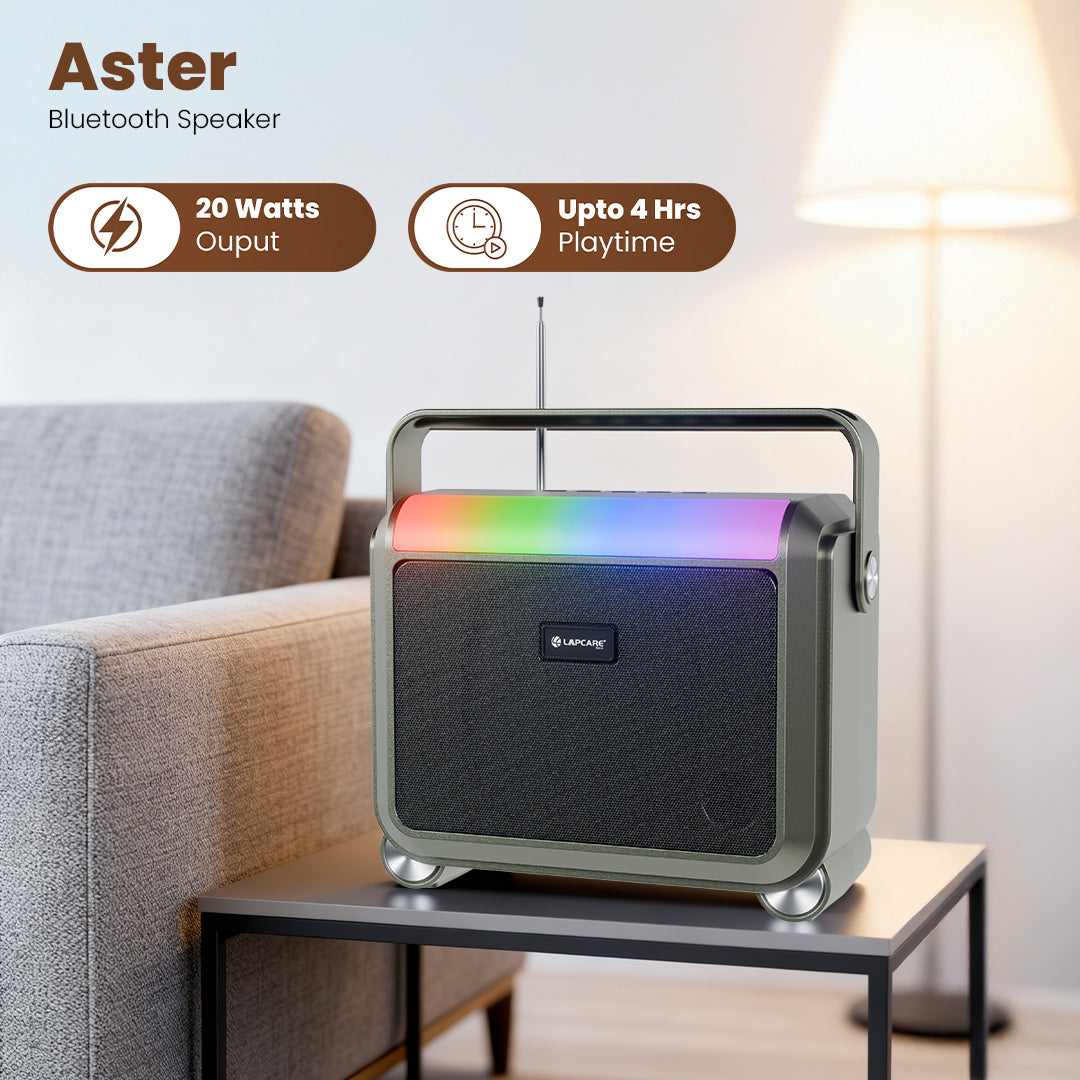 ASTER 20W Bluetooth Party Speaker with RGB Lights & Extra Bass- Green (LBS-201)