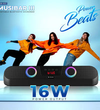 Musi Bar III Portable 16W BT Soundbar Black (LSB-603)