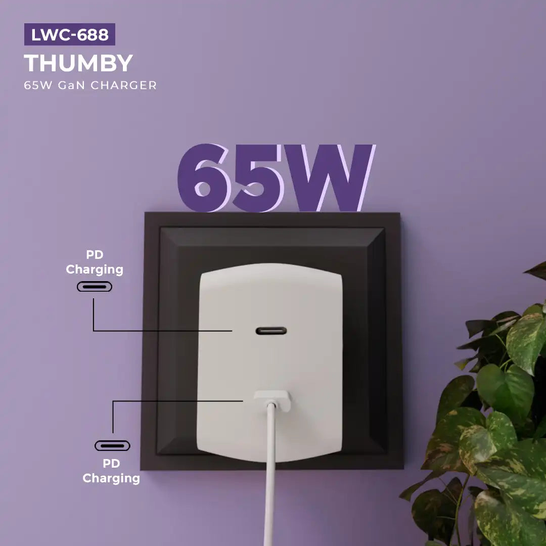 Thumby 65W GaN Charger With Dual Type-C & PD Port