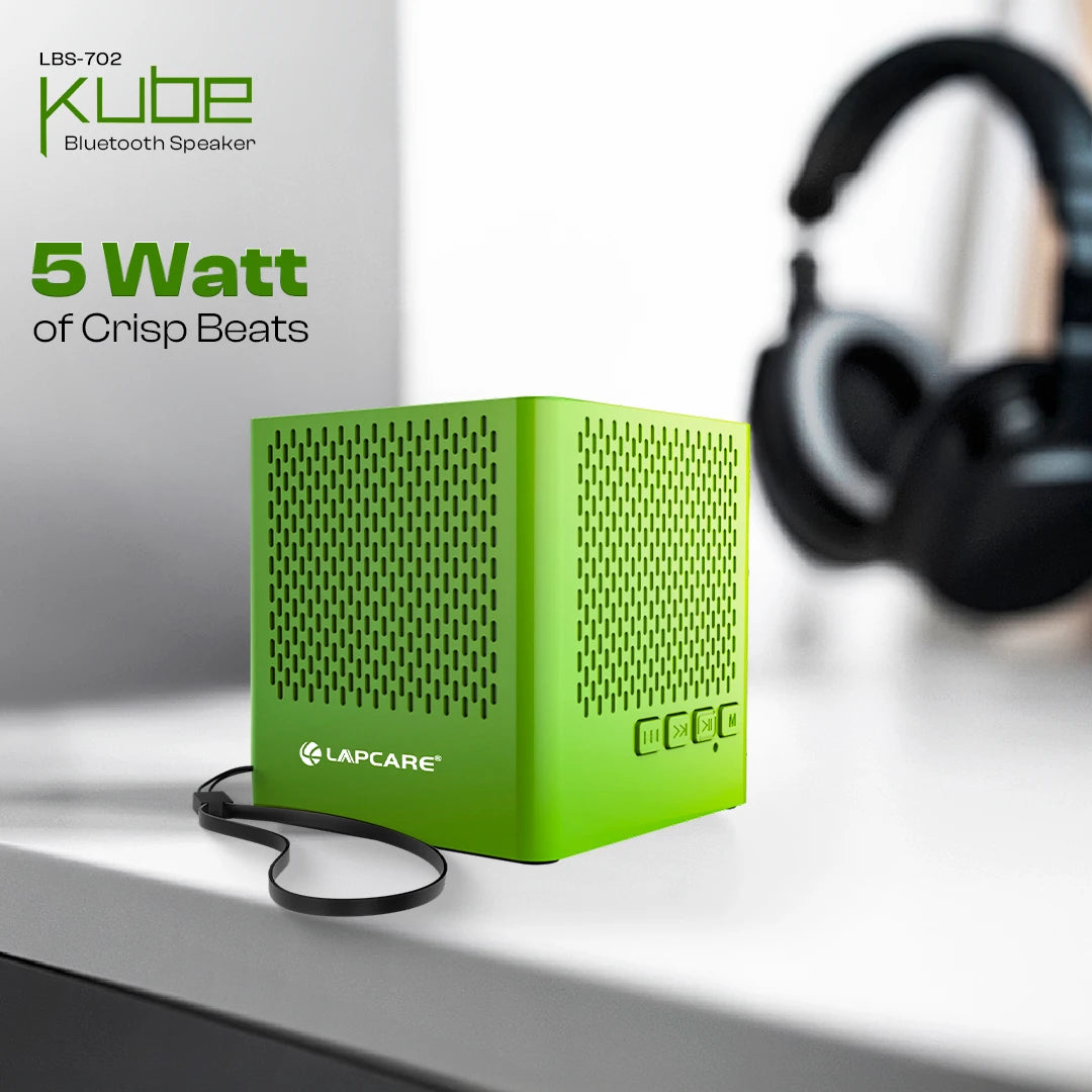 Kube 5W Portable BT 5.3V Speaker With In-Built Mic- Green (LBS-702)