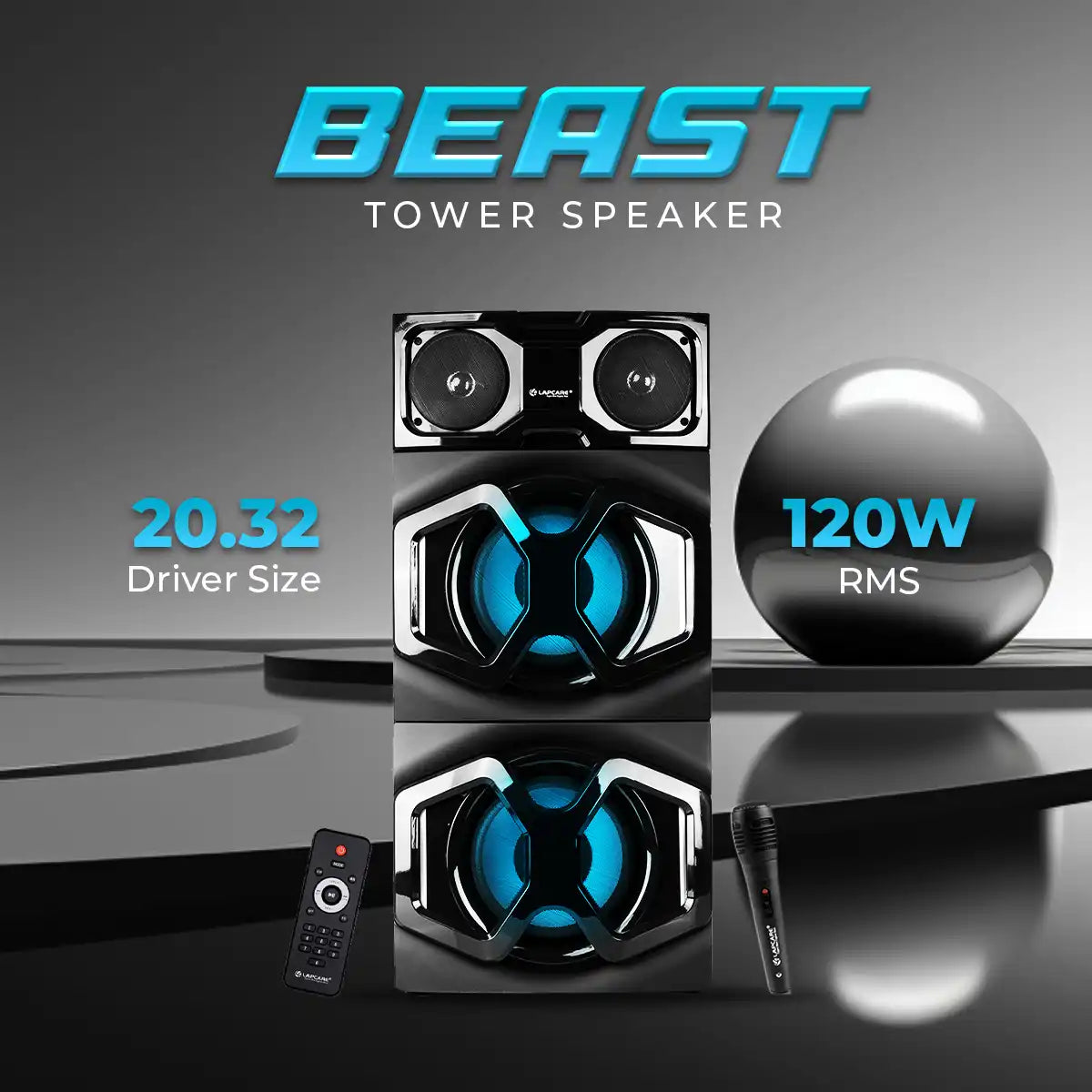 Beast 120W Tower Speakers with Wireless mic (LTS-300)