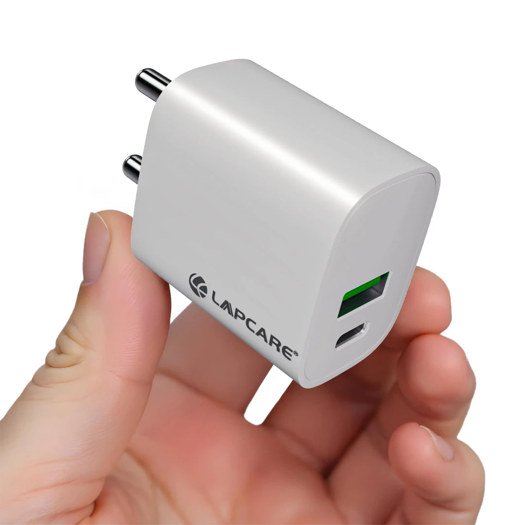 Thursty 20W Super Fast Wall Charger With Dual Port (Type C + USB) Travel Friendly