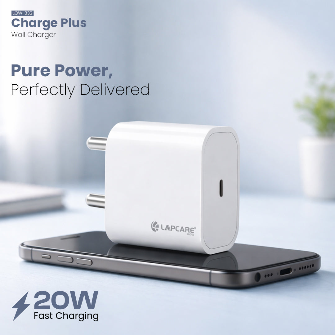 Charge Plus 20W PD Wall Charger | Type-C Fast Charger | Multi-Layer Protection (LQW-332)