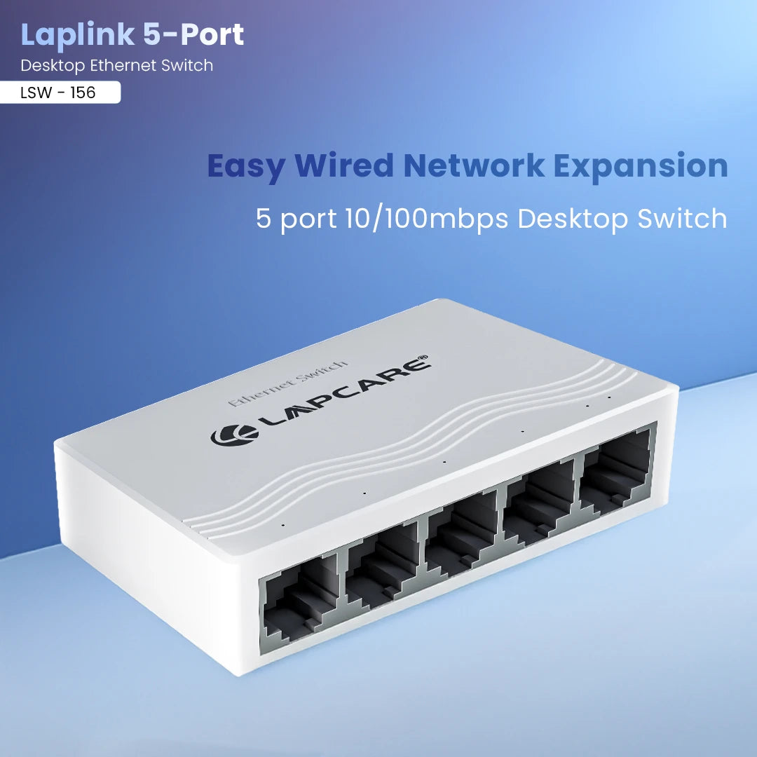 Laplink 5 port Desktop Ethernet Switch - White(LSW-156)