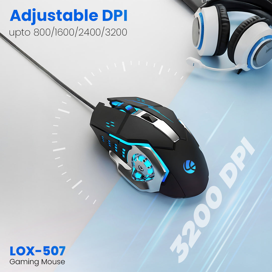 CHAMP USB Wired Gaming Mouse with 6 Programmable Keys & 3200 DPI (LOX-507)