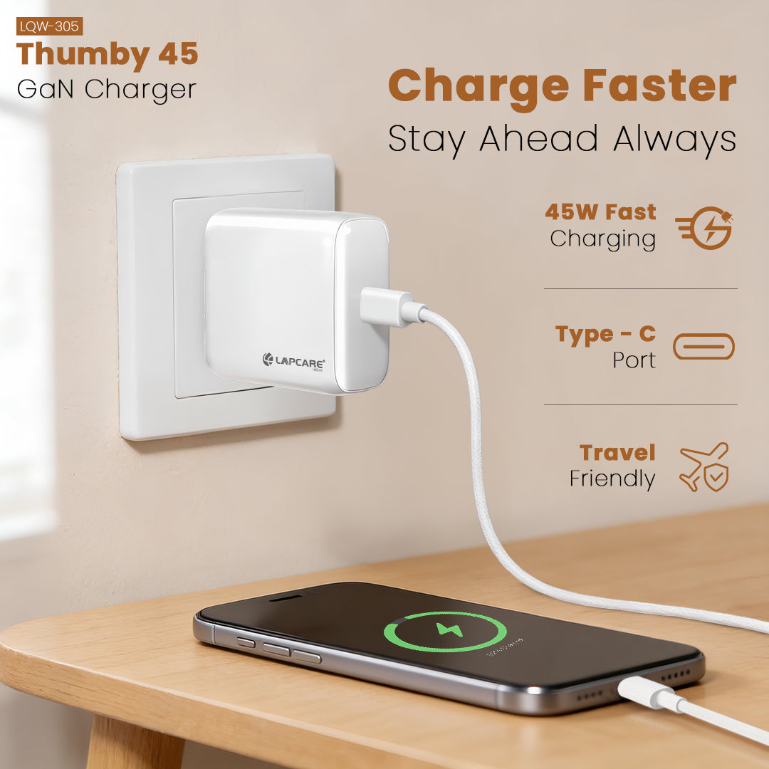 THUMBY 45W PD/PPS Wall Charger | Fast Type-C Charging Adapter |Laptop Compatible