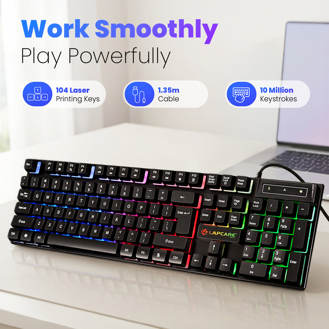 Rapido II Wired Gaming Keyboard & Mouse Combo With Rainbow Backlit (LGK-162)