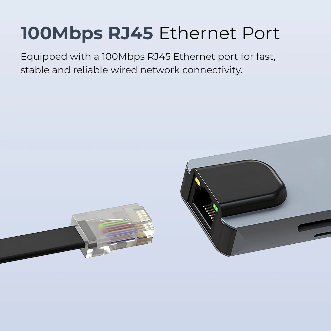 8-in-1 USB-C Docking Station 4K HDMI, 87W PD, USB 3.0, RJ45, SD/Micro SD- Multiport Hub (LC-801)