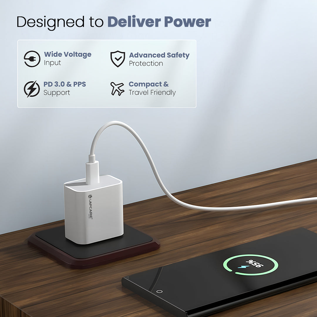 Charge Plus 20W PD Wall Charger | Type-C Fast Charger | Multi-Layer Protection (LQW-332)