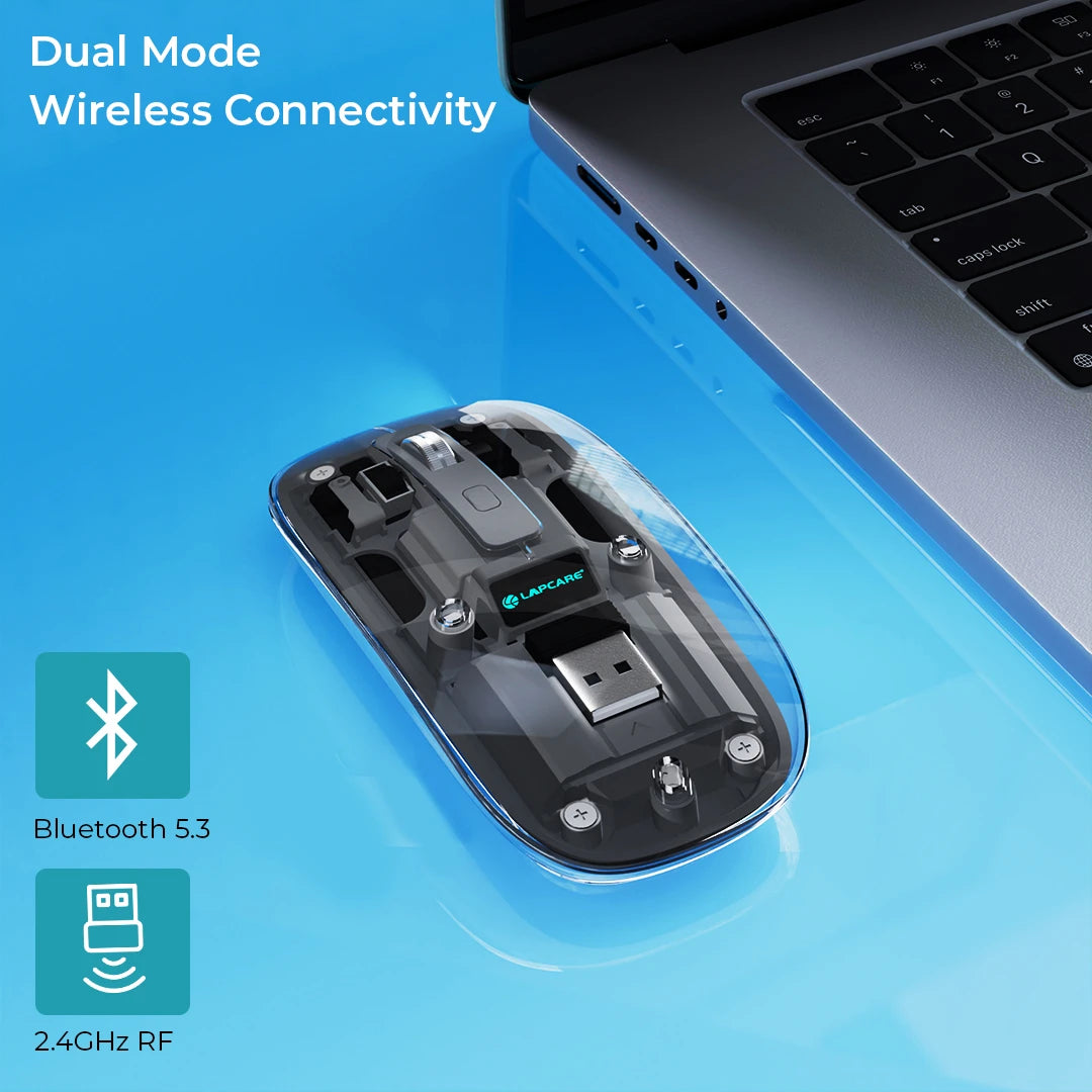Trendy Wireless Mouse Transparent BT+2.4Ghz Grey (LMW-710)