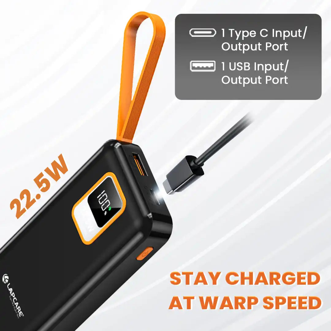 ORANGE 10000 mAh Power Bank with Wake Up Button (LPB-513)