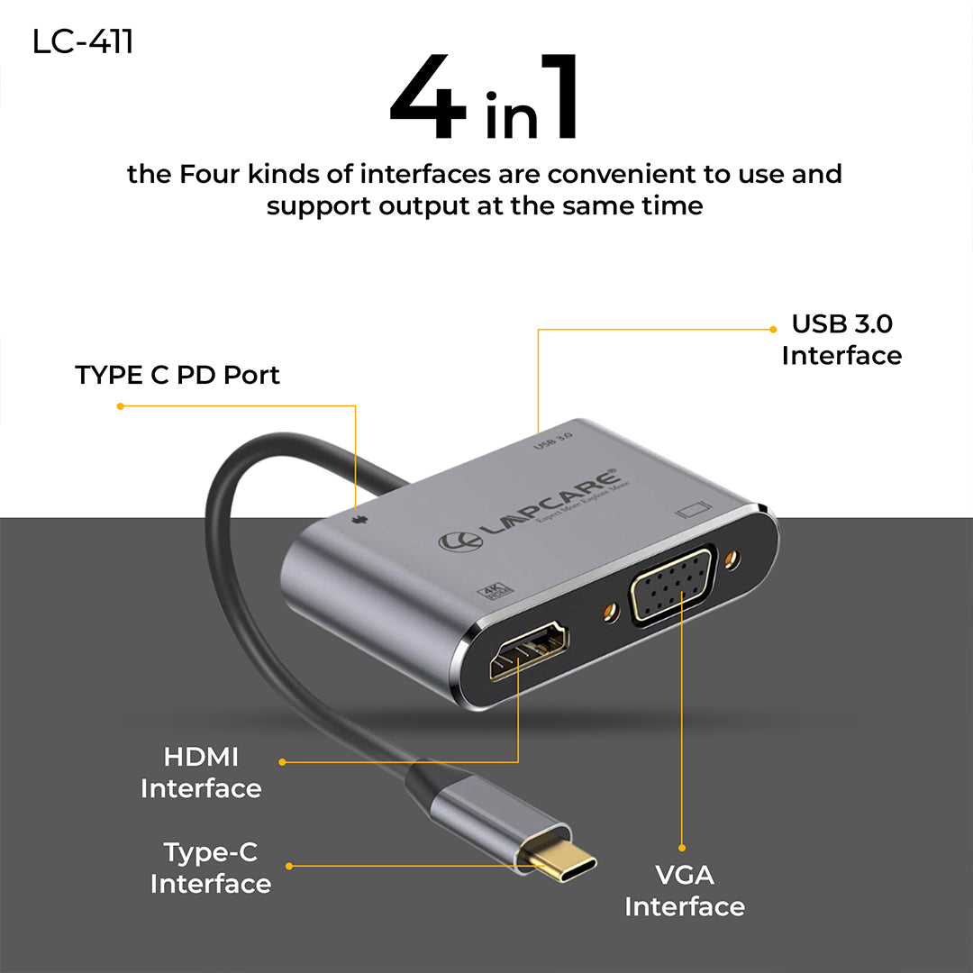 Type C 3.1 - 4 in 1 Travel Docking station (USB / PD/ HDMI / VGA)