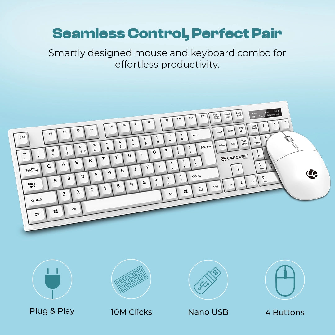 WL-102 Wireless Combo with 2.4G Wireless Technology (White)