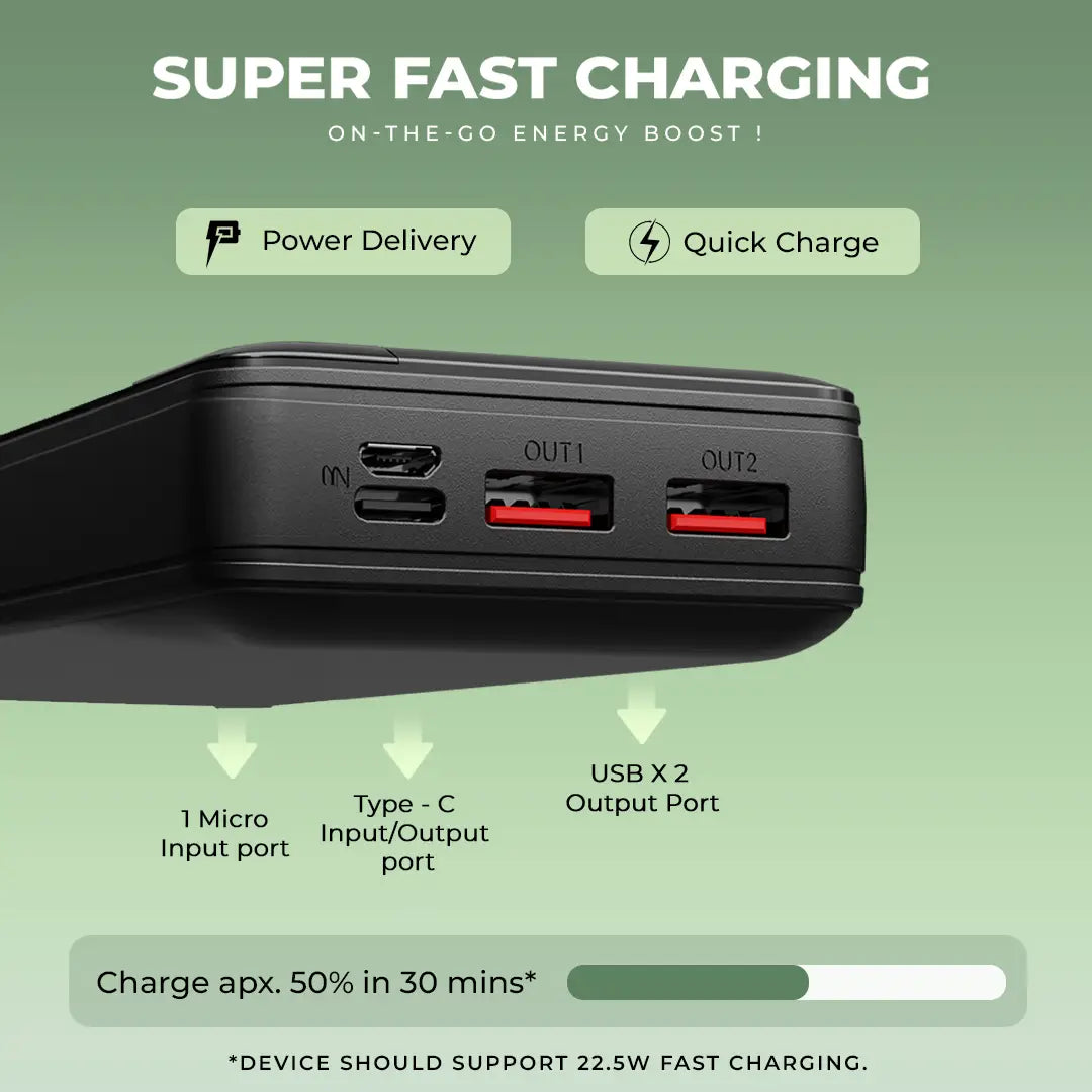 Blaze Pro 22.5W Fast Charging 20000mah Power Bank Black (LPB-018)