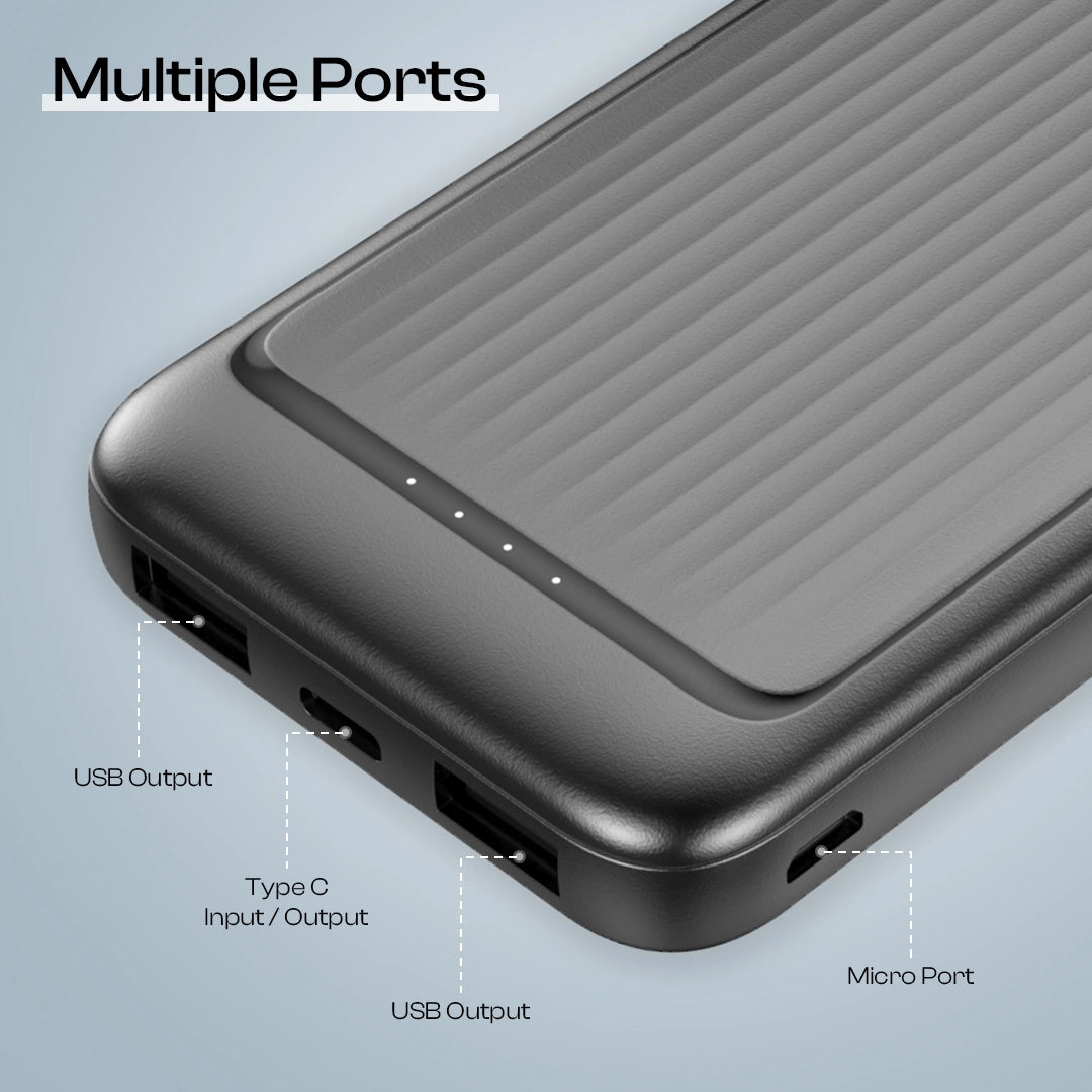 Pacer 10000mAh Portable Power Bank | 22.5W Fast Charging | Multi-Port Design- Black (LOX-223)