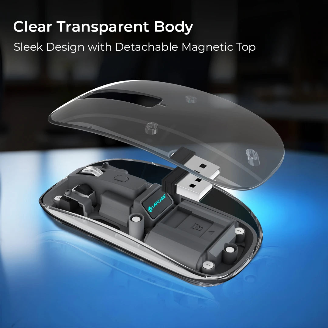 Trendy Wireless Mouse Transparent BT+2.4Ghz Grey (LMW-710)