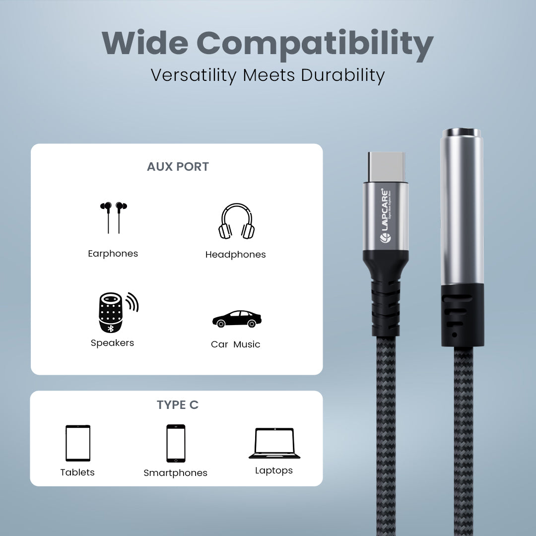 Hook Type C to Aux Connector with DAC Chip, 12 cm Cable length (LTC-177)