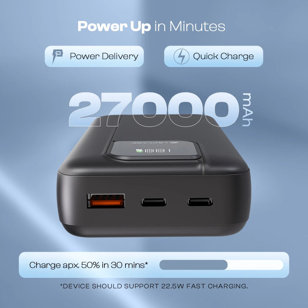 Bravo 27000mAh 22.5W Fast charging Power Bank With Type-C PD & Laptop Charging Support - AXM-023