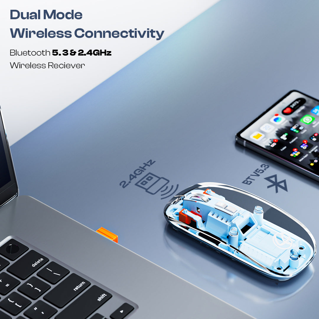 Trendy Plus 2.4G & Dual BT(v3.0 & v5.2) Wireless Mouse With Desktop Lock Key- Blue (LWM-801)