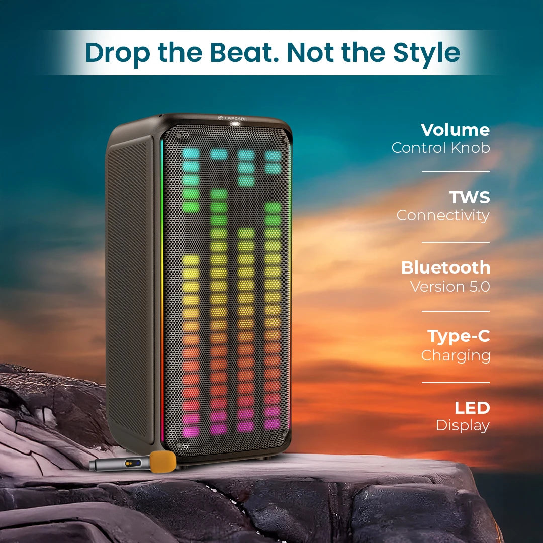 Bloom 160W Bluetooth Party Speaker | Dual 8 Inch Subwoofers + TWS Function (LPS-105)