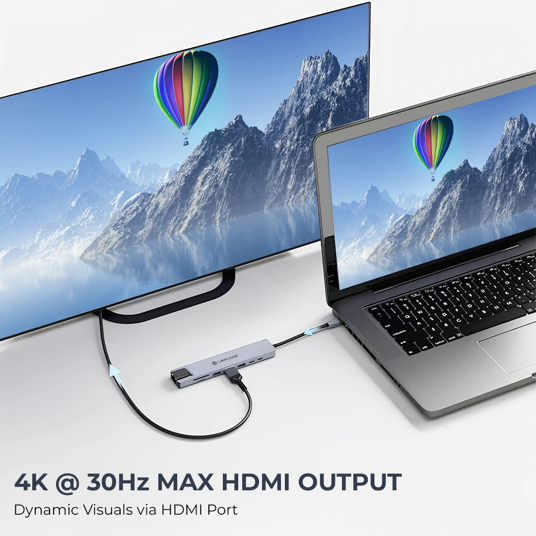 8-in-1 USB-C Docking Station 4K HDMI, 87W PD, USB 3.0, RJ45, SD/Micro SD- Multiport Hub (LC-801)