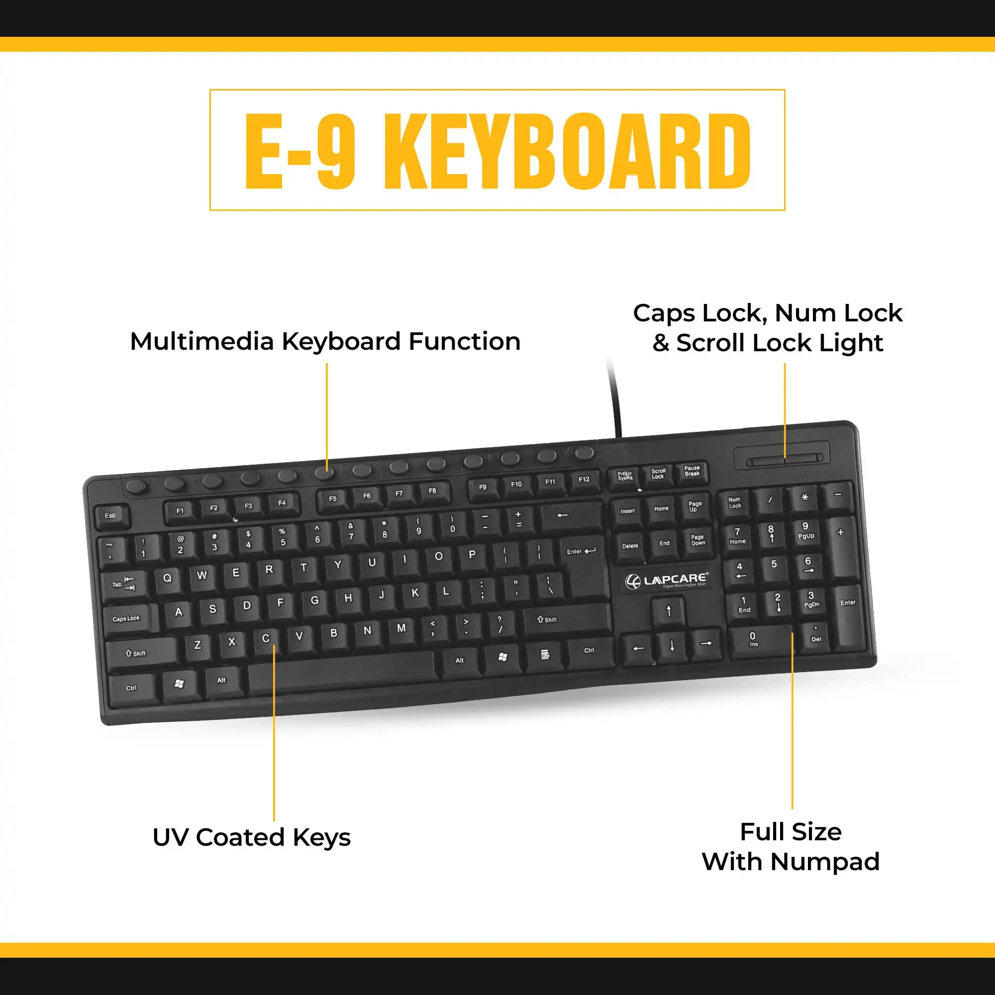 E9 - 117 Keys Wired Multimedia USB Keyboard