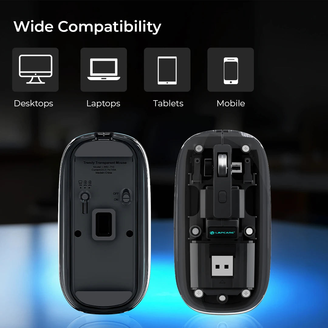 Trendy Wireless Mouse Transparent BT+2.4Ghz Grey (LMW-710)
