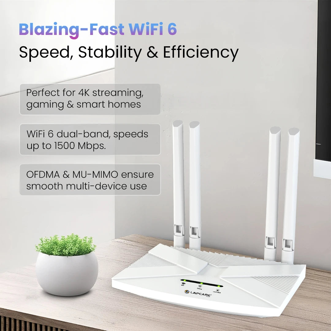 Lapcare 4G SIM 4 Antena Wi-fi 6 Router (W666)