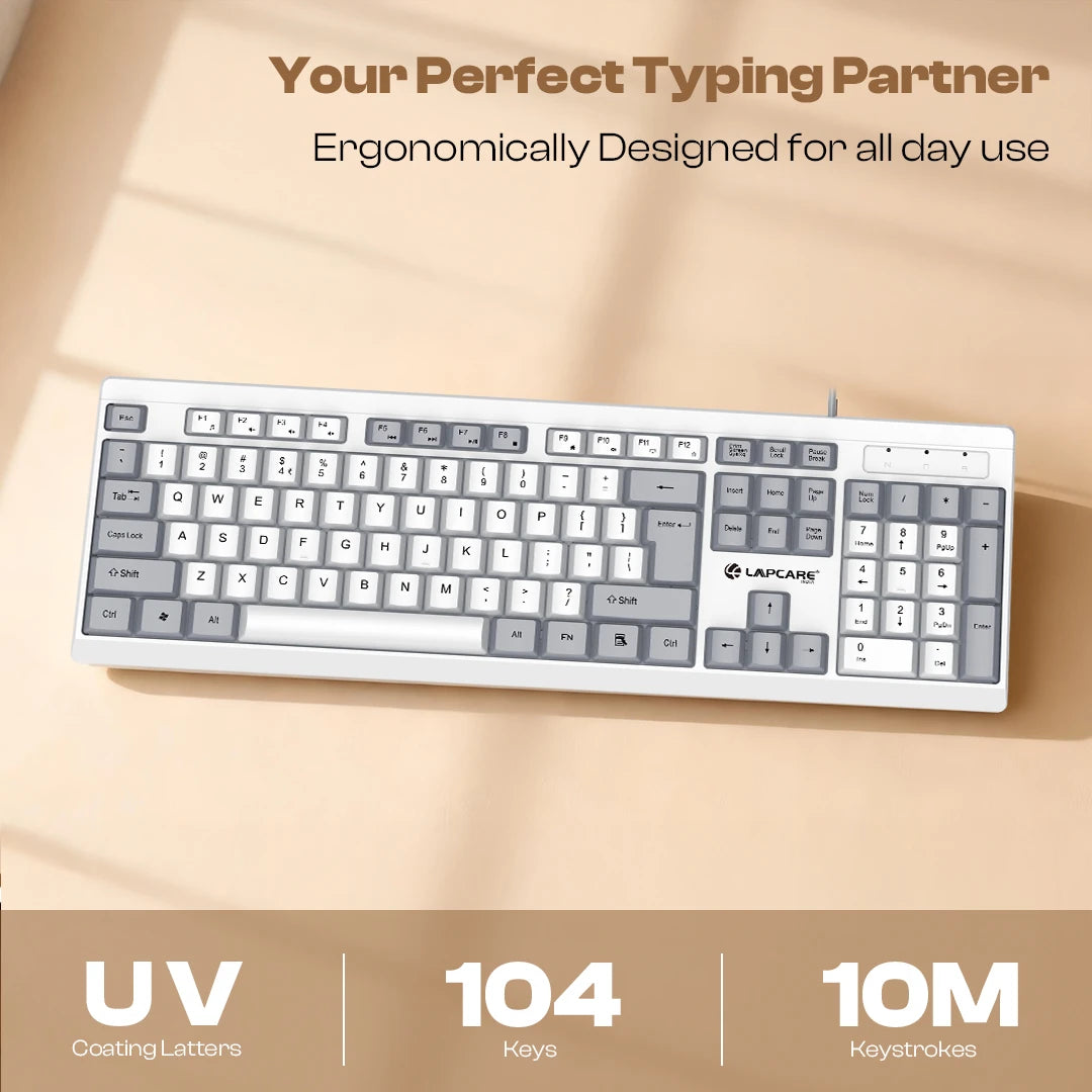 Alfa 7 USB Wired Keyboard With 104-Key & UV Coated Keycaps (LOX-106)