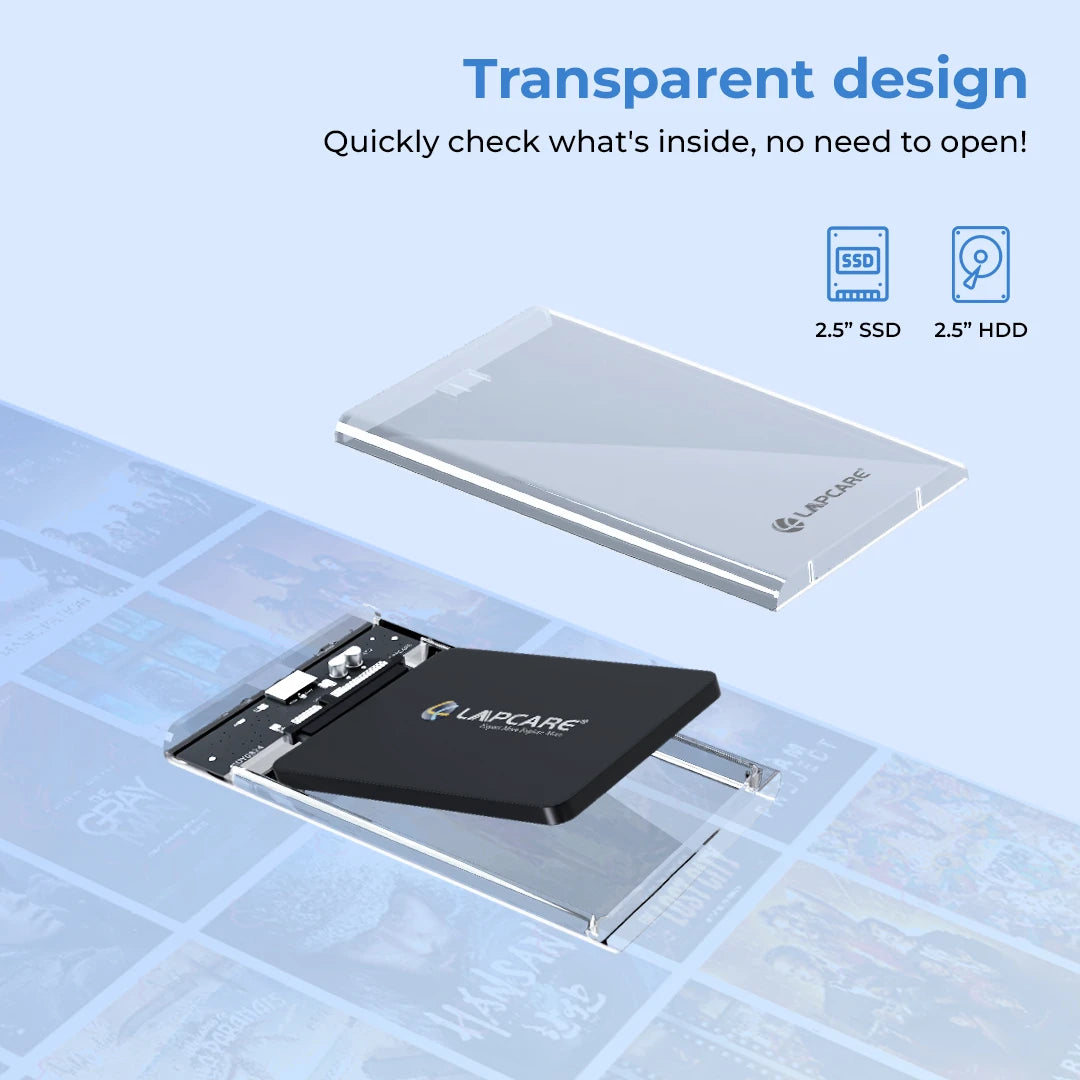 Transparent SSD Casing for 2.5" Sata with cable