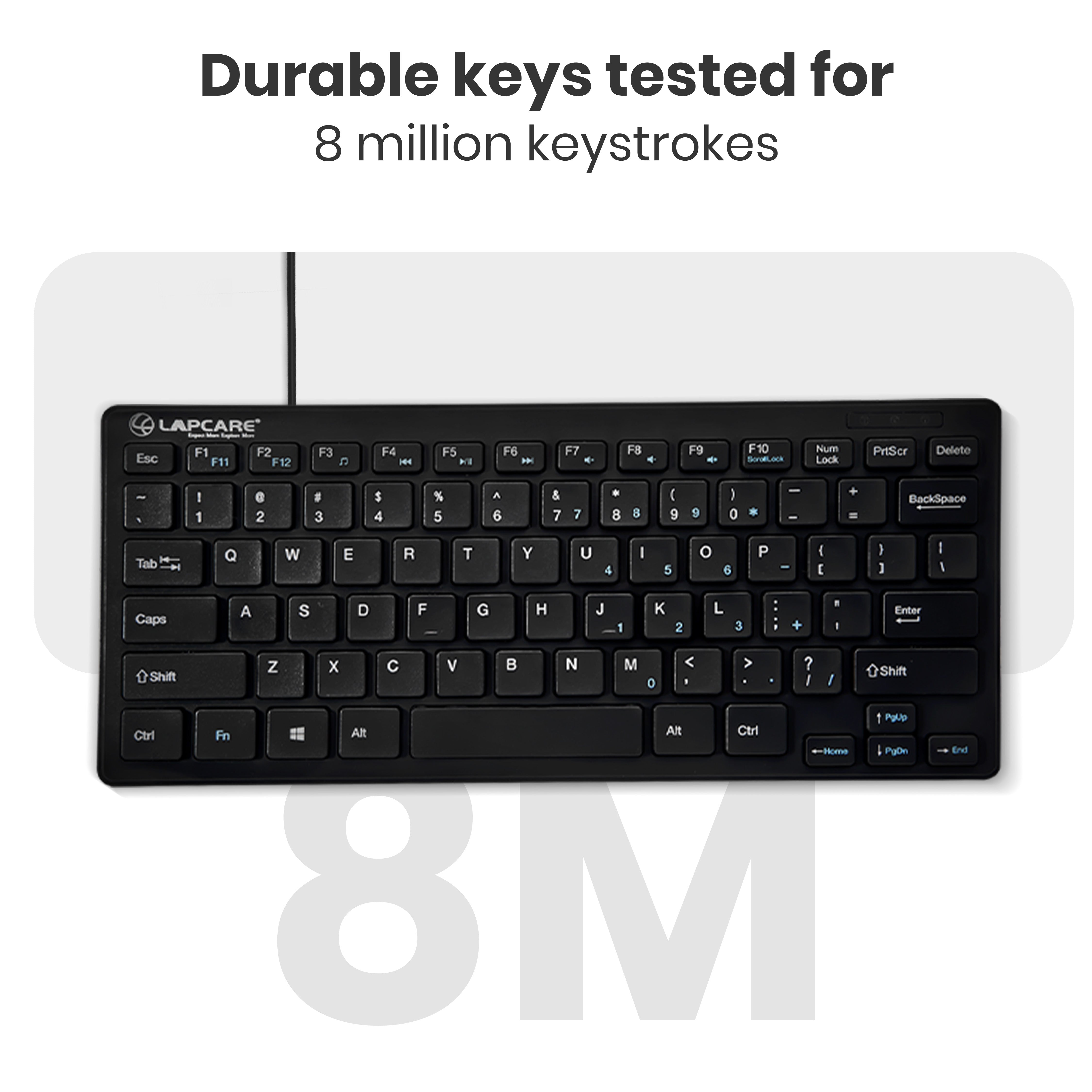 D-Lite - Black 87 Key Mini Multimedia Wired Keyboard