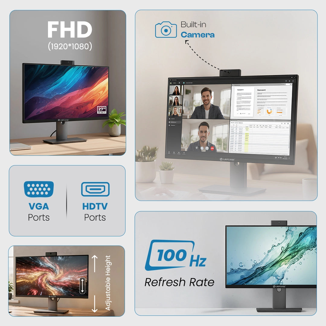 LM27GMW 27" (68.58 cm) LED Monitor with Inbuilt 2MP camera