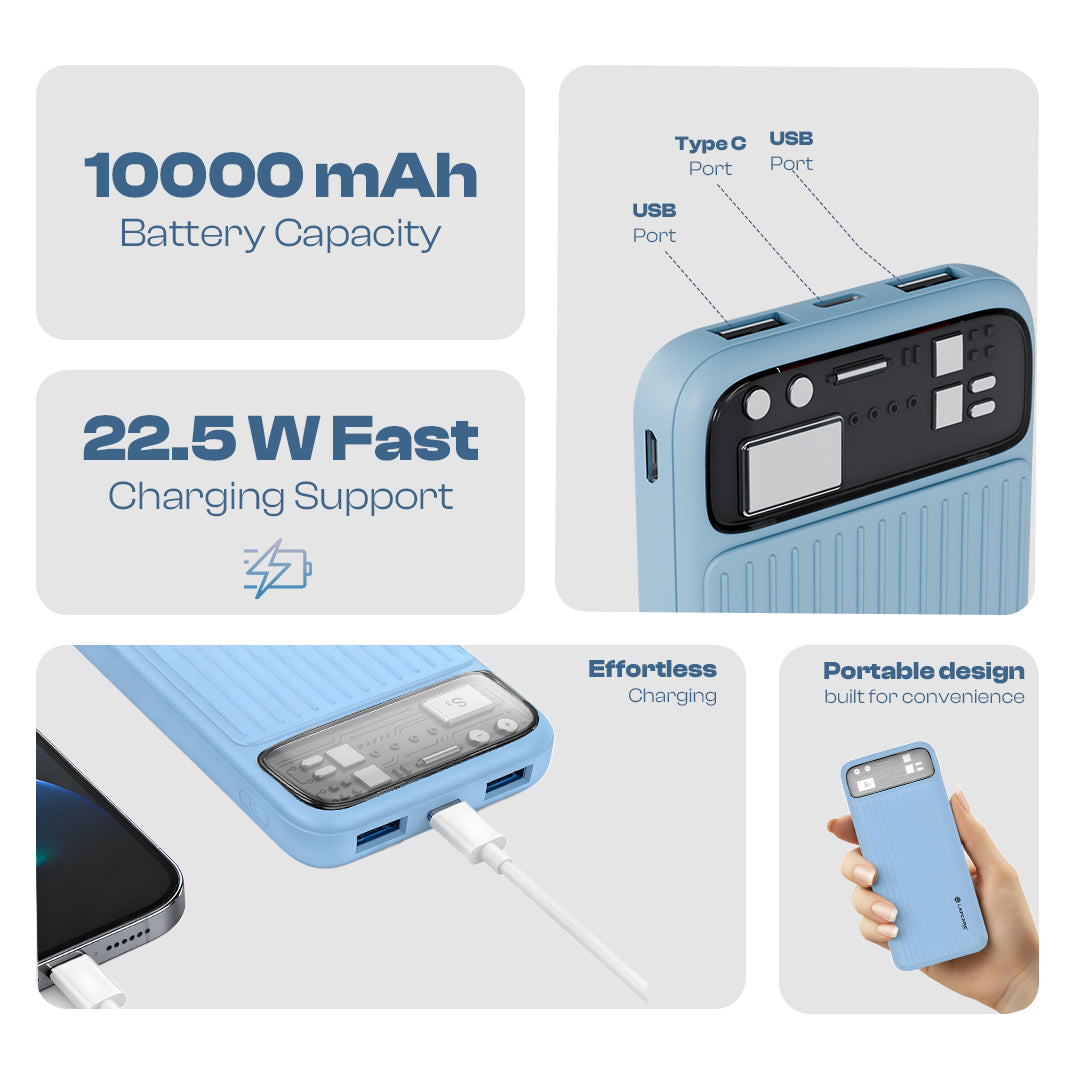 Blaze II 10000mAh Powerbank With 22.5W Fast Charging | Dual Output (LOX-315)